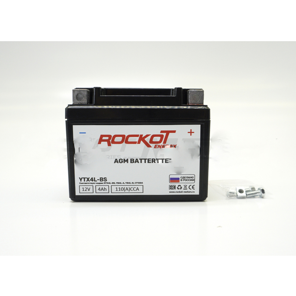 Аккумулятор 4 Ah/12V ROCKOT Energy AGM YTX4L-BS (113*70*89, о/п, 110) в  Абакане