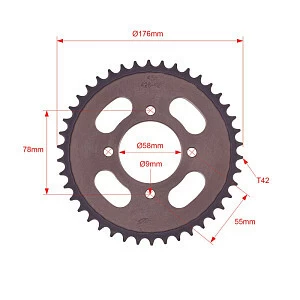 Звезда ведомая стальная 428-42T d-58mm, 4 болта крепл. L-78mm  SM-PARTS